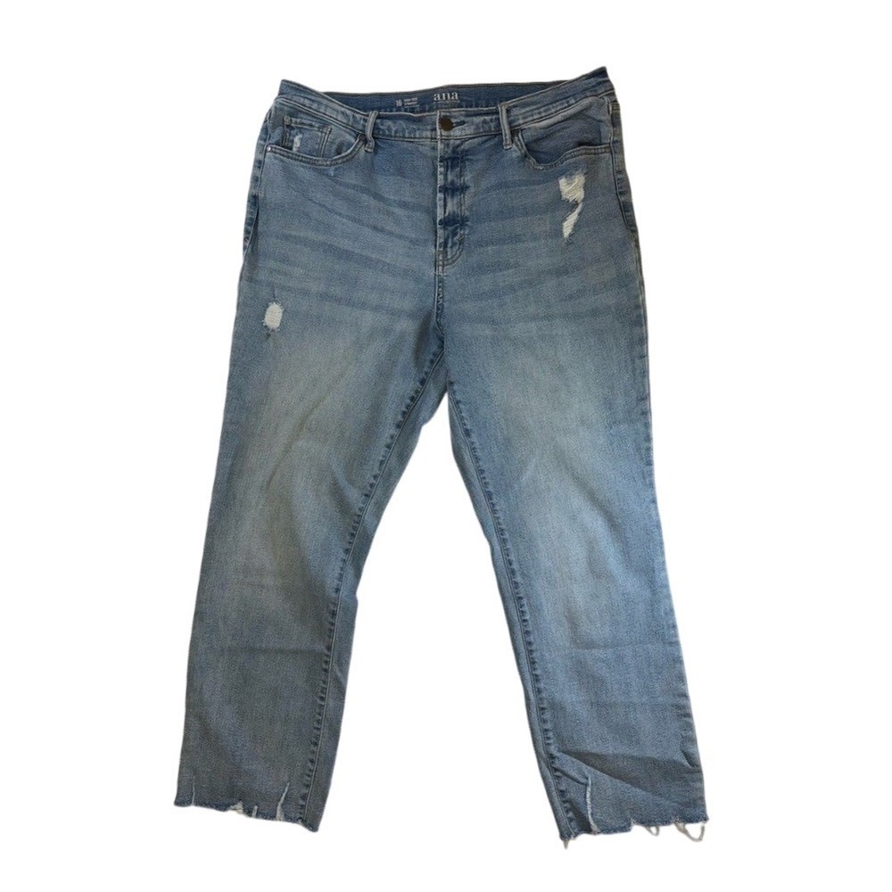 a.n.a Light Blue Distressed High Rise Straight Jeans Size 16